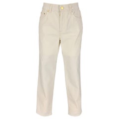 SALVATORE FERRAGAMO Size 6 White Cotton Zip Fly Jeans