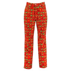 VERSACE JEANS COUTURE Taille 32 Casual Pantalon en coton coupé rouge vert jaune