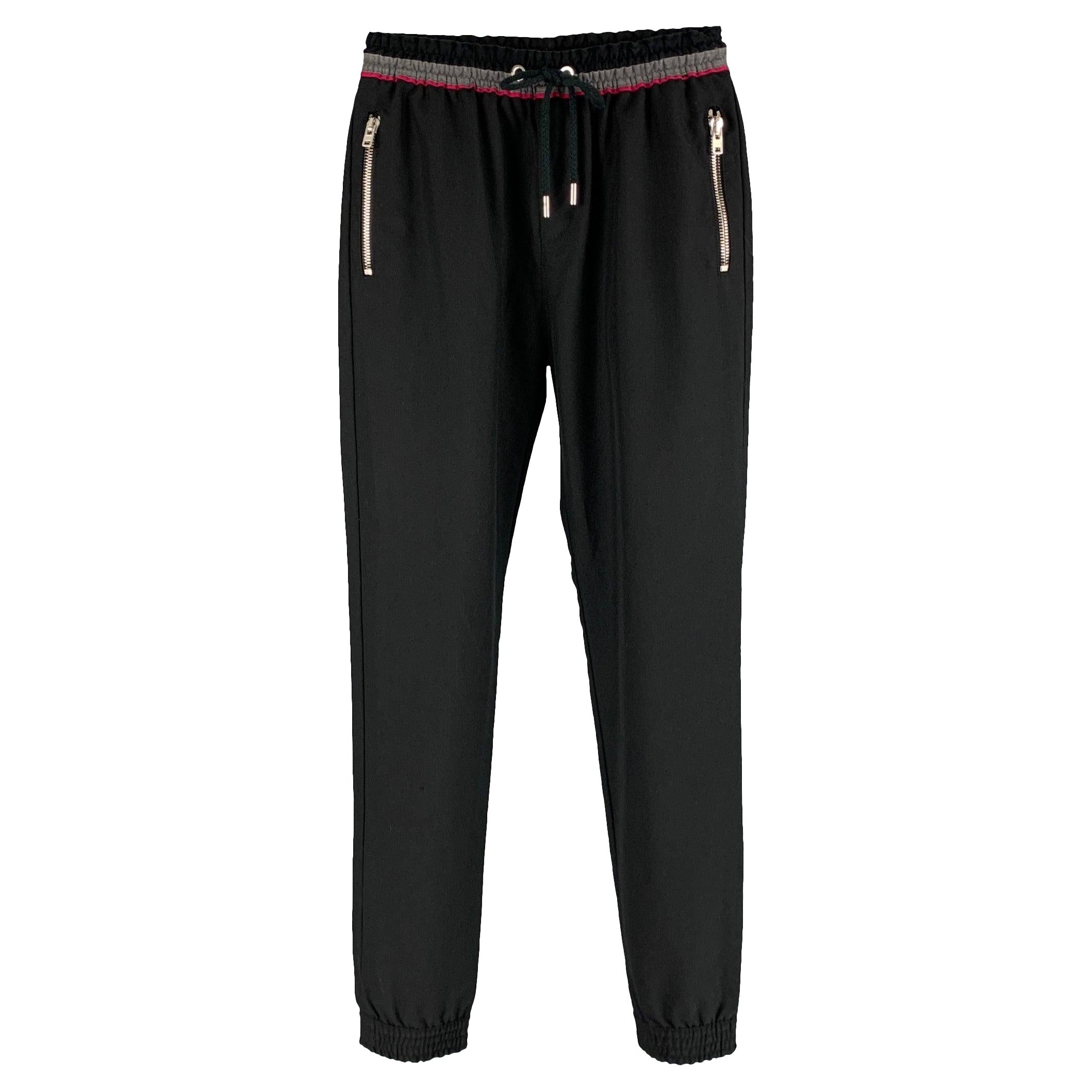 GIVENCHY Size 28 Black Grey Polyester Wool Sweatpants For Sale