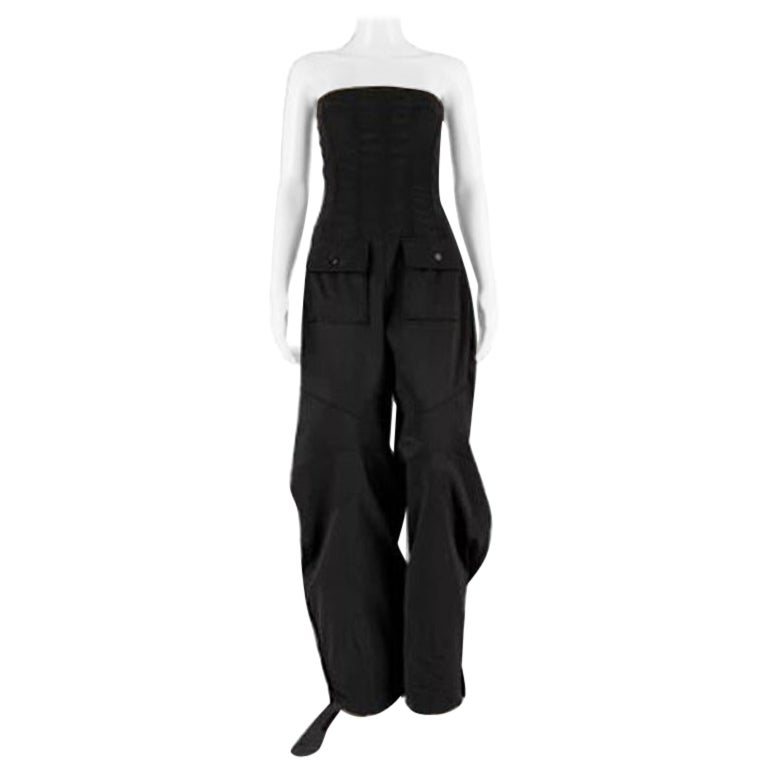 DOLCE & GABBANA Size 4 Black White Acetate Blend Strapless Jumpsuits For Sale