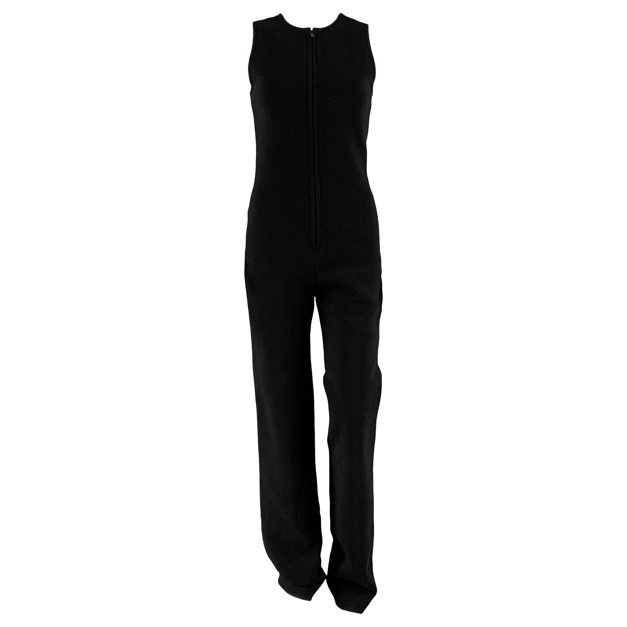 SAINT LAURENT Size 2 Black Wool Blend Sleeveless Jumpsuit For Sale