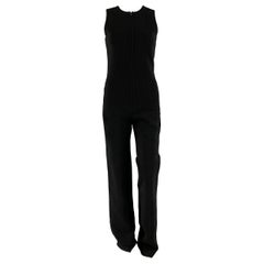 Used SAINT LAURENT Size 2 Black Wool Blend Sleeveless Jumpsuit