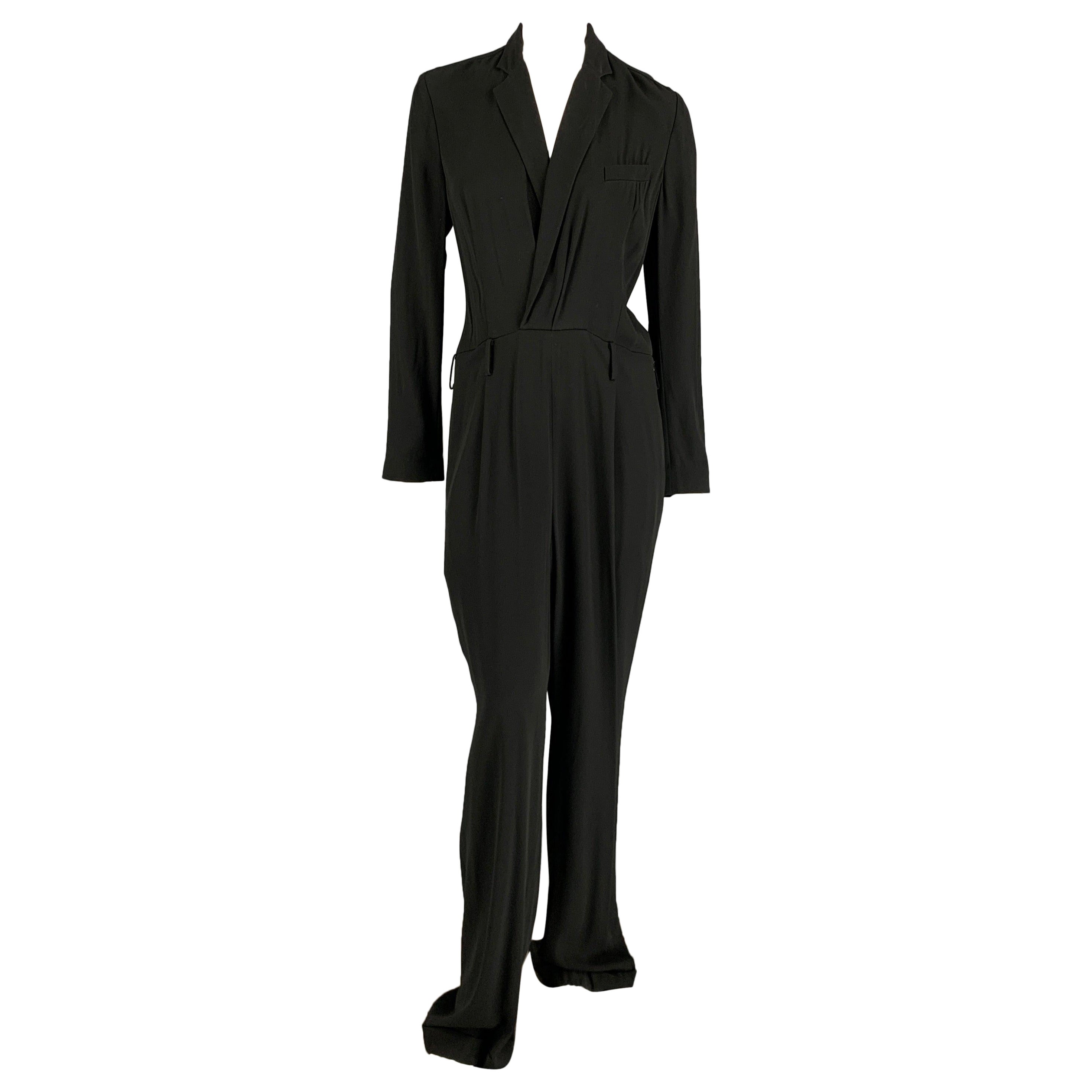 RALPH LAUREN Collection Size 8 Black Viscose Acetate Jumpsuit For Sale