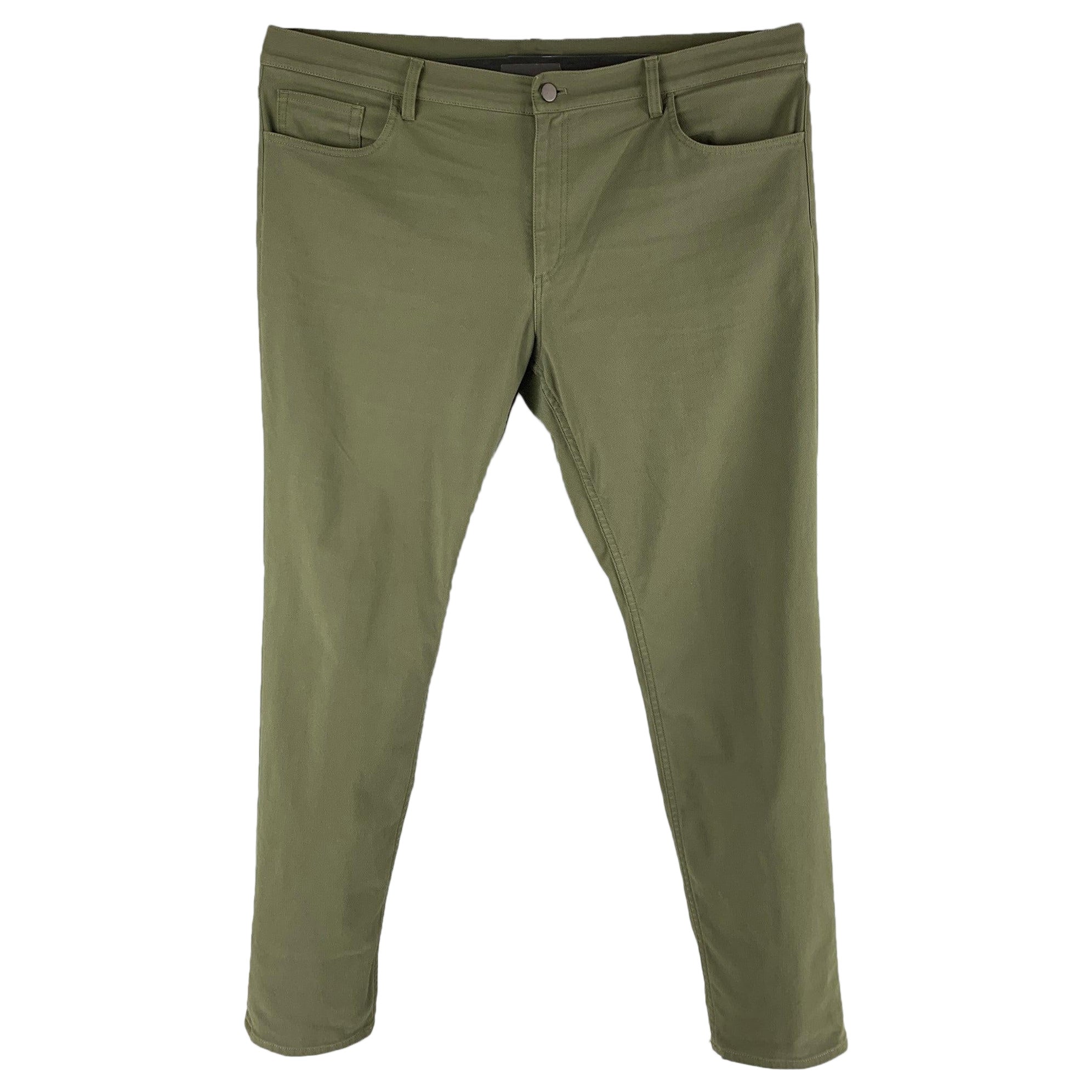 THEORY Size 40 Green Twill Cotton Blend Casual Pants For Sale