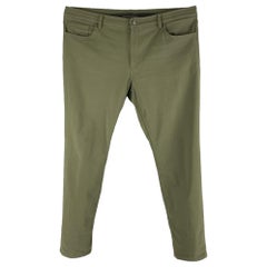 THEORY Pantalon décontracté en sergé de coton mélangé vert, taille 40