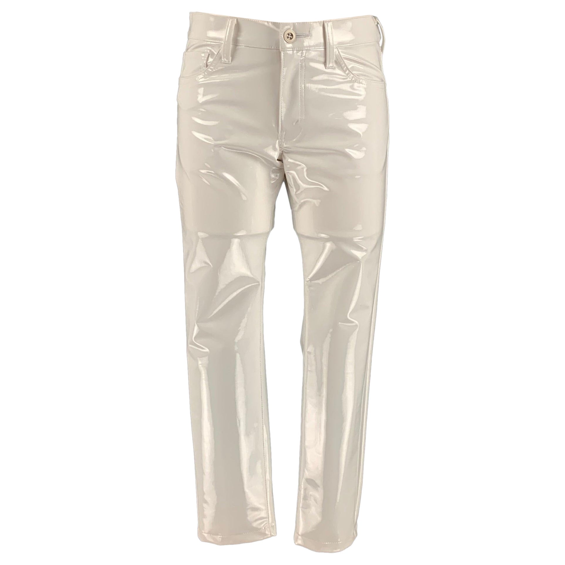 JUNYA WATANABE Size S White Polyester Solid Jean Cut Casual Pants For Sale