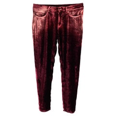 SAINT LAURENT Size 33 Burgundy Velvet Viscose Silk Jean Cut Casual Pants