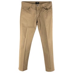THEORY Size 30 Khaki Cotton  Elastane Zip Fly Casual Pants