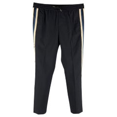 Sandro Size 30 Navy White Vertical Stripe Wool Drawstring Casual Pants (pantalon à cordon de serrage en laine)