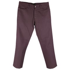 ERMENEGILDO ZEGNA Taille 34 Pantalon casual coupé en jean de coton et lin massif couleur aubergine