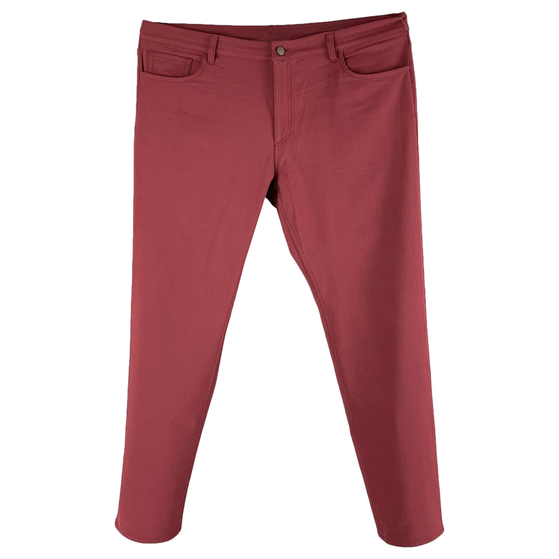 THEORY Size 40 Burgundy Twill Flat Front Casual Pants For Sale