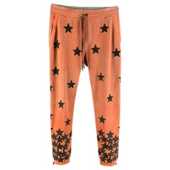 AMIRI Size L Orange Black Applique Stars  Cotton Sweatpants - Casual Pants