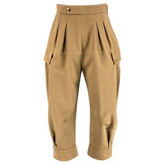 LOUIS VUITTON Größe 2 Khakifarbene plissierte Casual-Hose aus Baumwolle