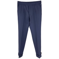 GUCCI - Pantalon décontracté en laine mohair élastique bleu marine, taille 30