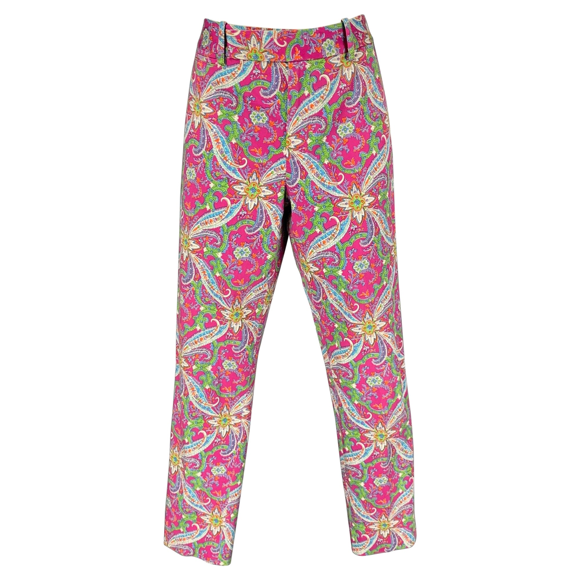 RALPH LAUREN Blue Label Size 8 Pink Multi-Color Cotton Casual Pants For Sale