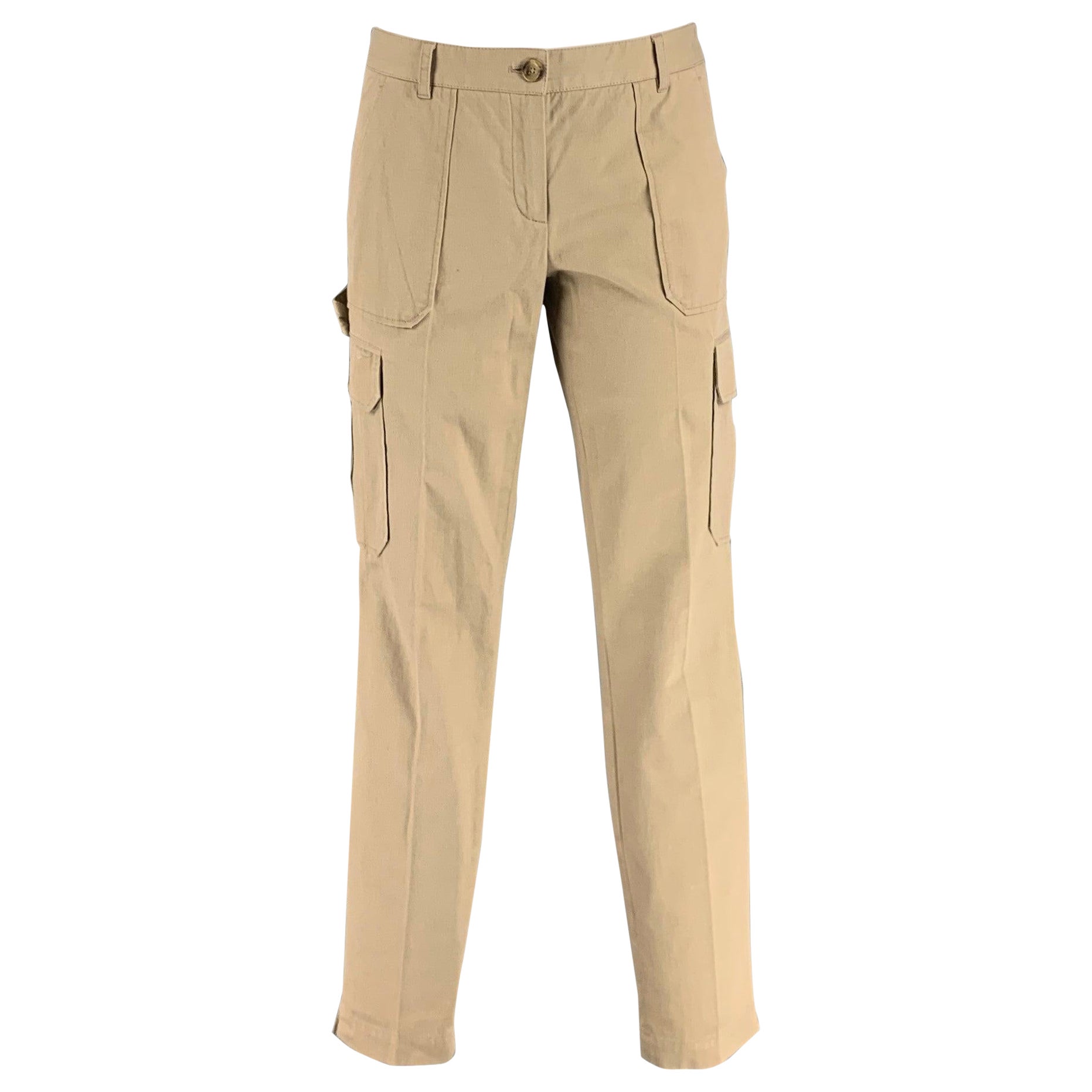 DOLCE & GABBANA Size 4 Khaki Cotton Elastane Cargo Casual Pants
