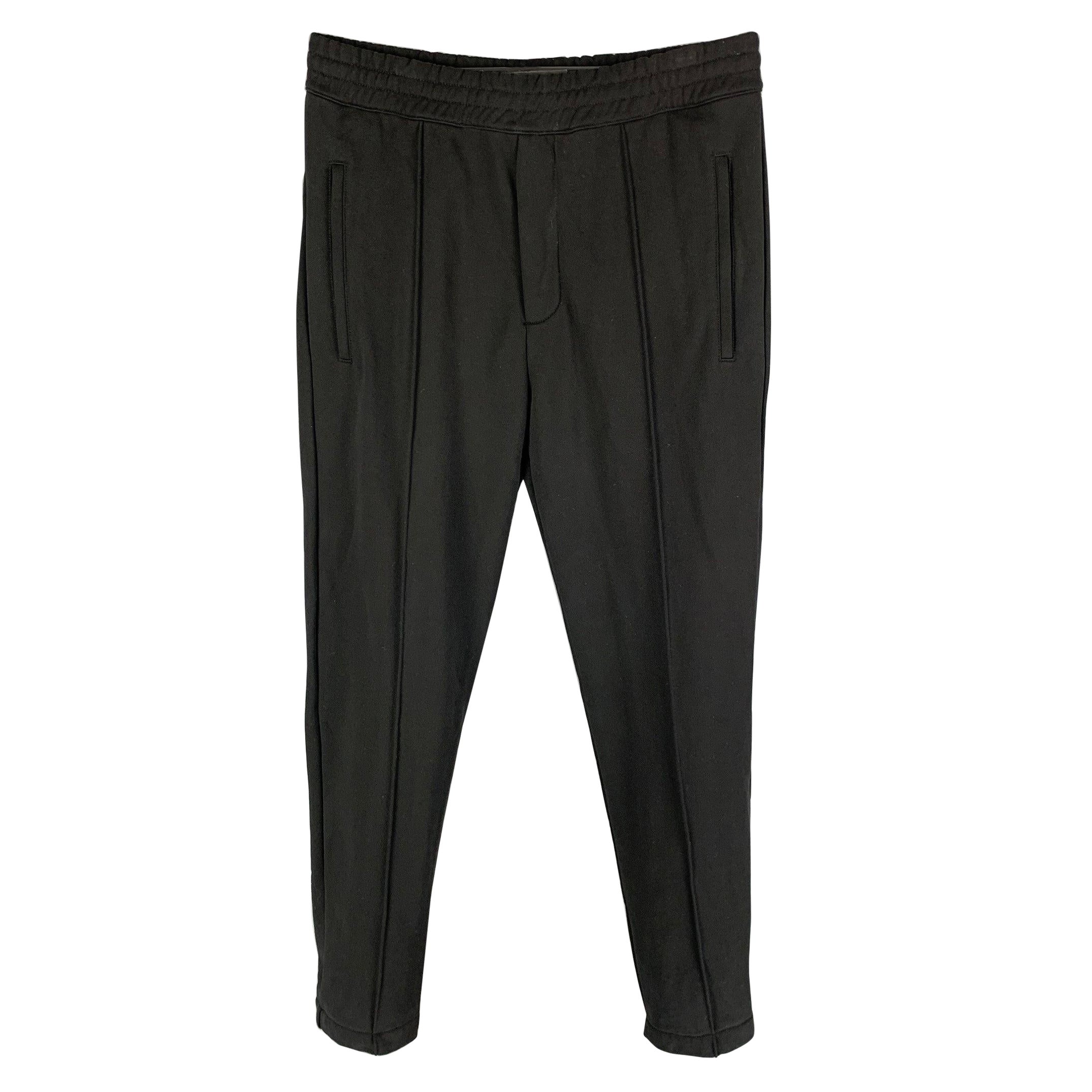 HELMUT LANG Size S Black Cotton Zip Fly Casual Pants For Sale