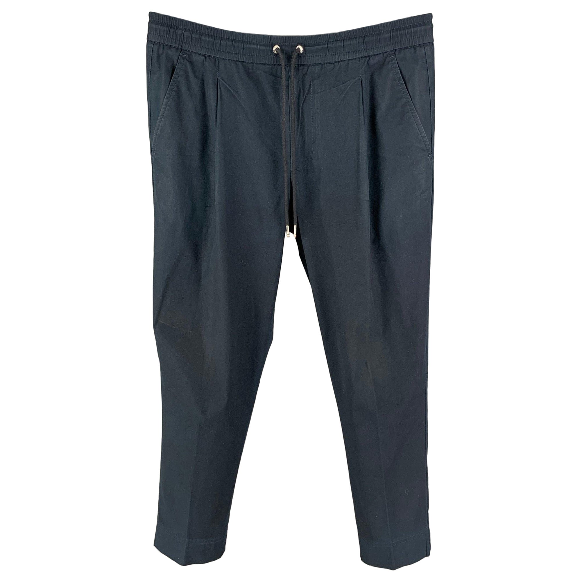 MONCLER Size 30 Blue Navy Cotton Drawstring Casual Pants For Sale