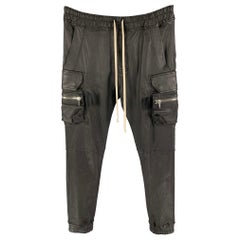 RICK OWENS Gethsemane FW 21 Size 34 Black Leather Mastodon Cargo Pants