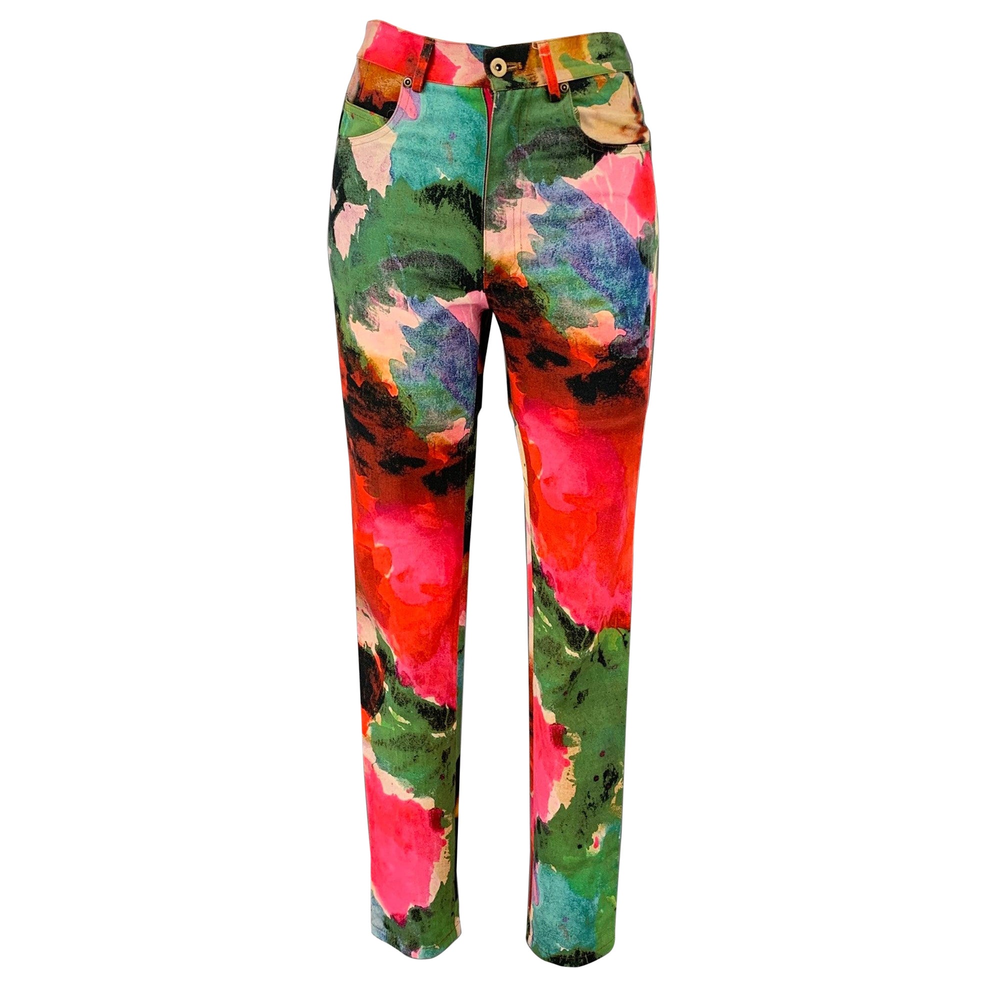 OPENING CEREMONY Size XS Multi-Color Cotton Print Jean Cut Casual Pants For Sale