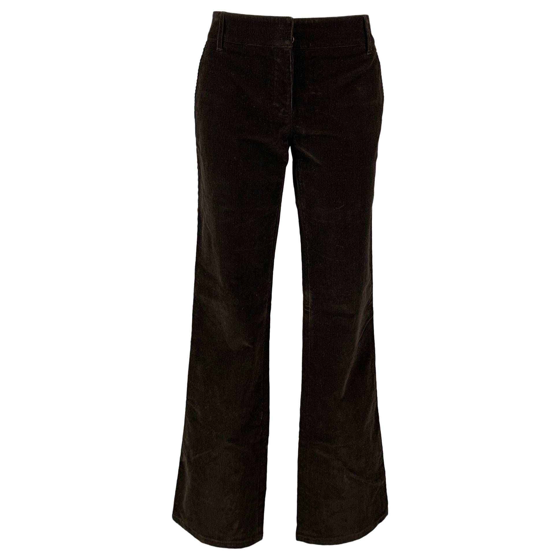 PRADA Size 6 Brown Corduroy Flat Front Casual Pants For Sale