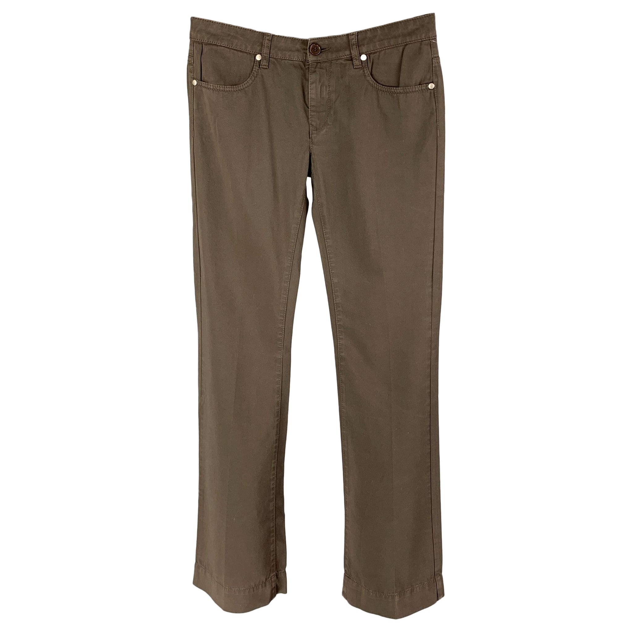 LOVE MOSCHINO Size 26 Brown Cotton Flat Front Casual Pants For Sale