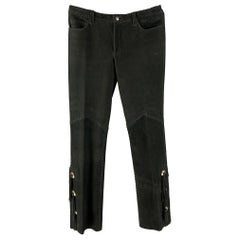 RALPH LAUREN COLLECTION by Größe 10 Schwarze Western-Hose aus Wildleder in Western-Optik