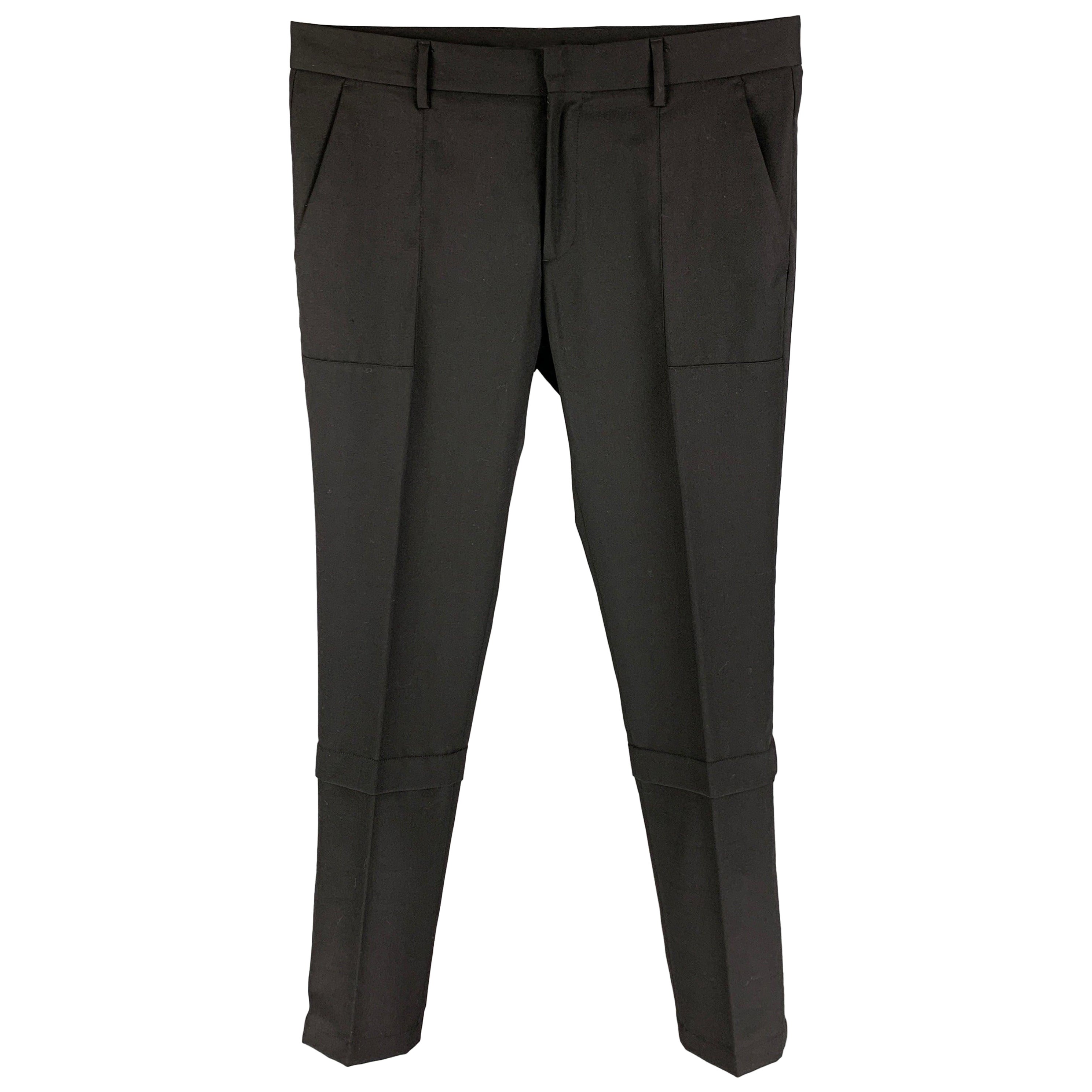 VIKTOR & ROLF Size 34 Black Wool Zip Fly Dress Pants For Sale