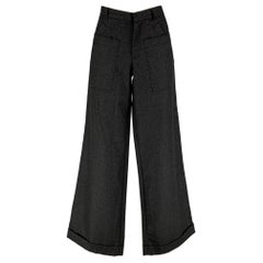 Jean-Paul Gaultier - Pantalon large en laine vierge grise, taille 8