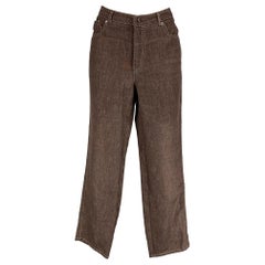 RALPH LAUREN Größe 10 Braun Weiß Leinen Kontrast Stitch Jean Freizeithose