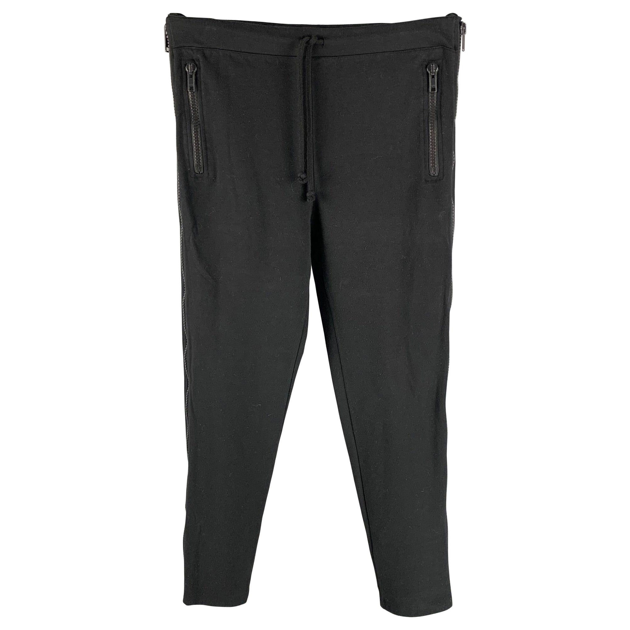 DRIES VAN NOTEN Size L Black & White Cotton / Polyester Sweatpants For Sale
