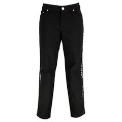 VERSACE COLLECTION Size 24 Black Cotton Blend Studded Skinny Casual Pants