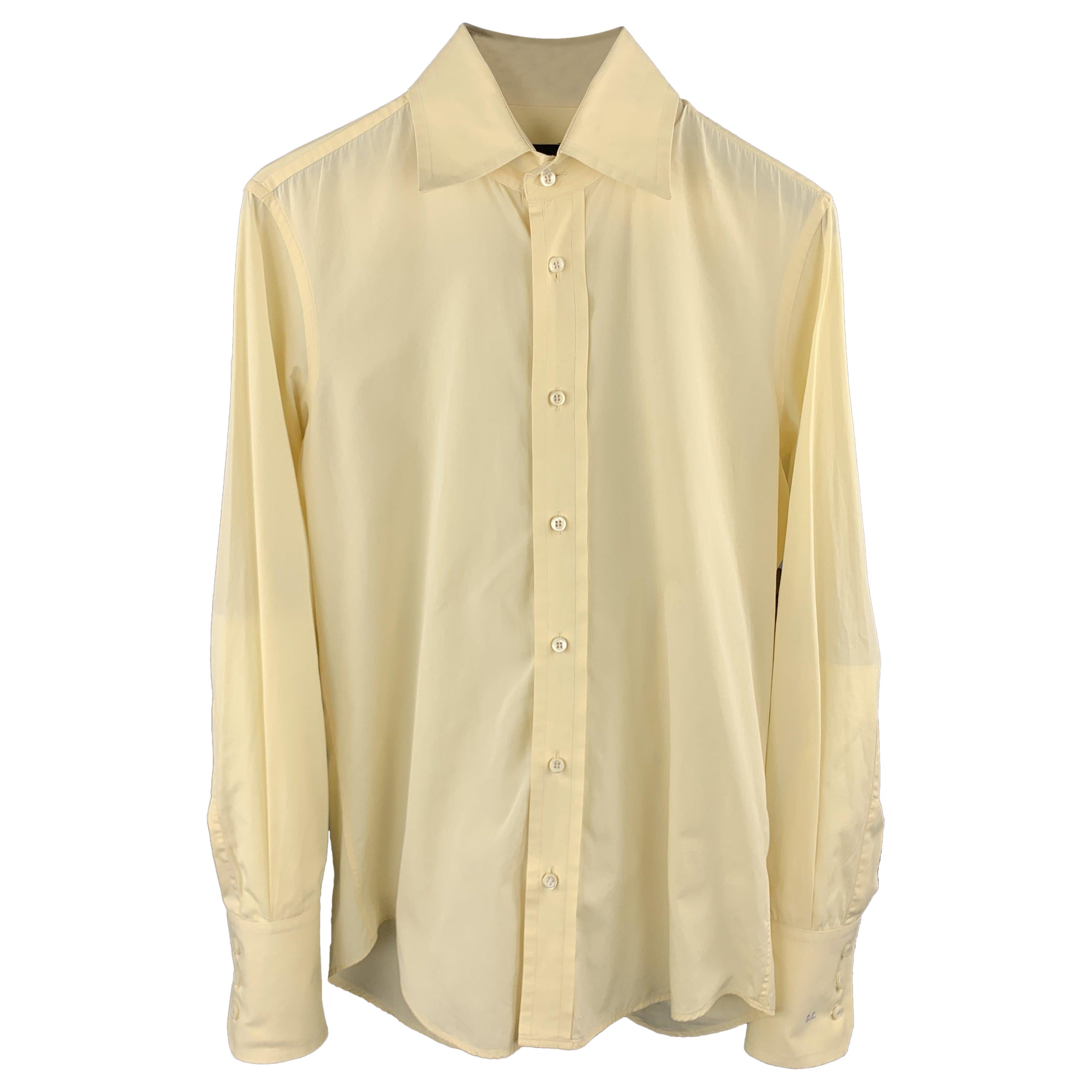 DSQUARED2 Size S Yellow Cotton Long Sleeve Shirt For Sale