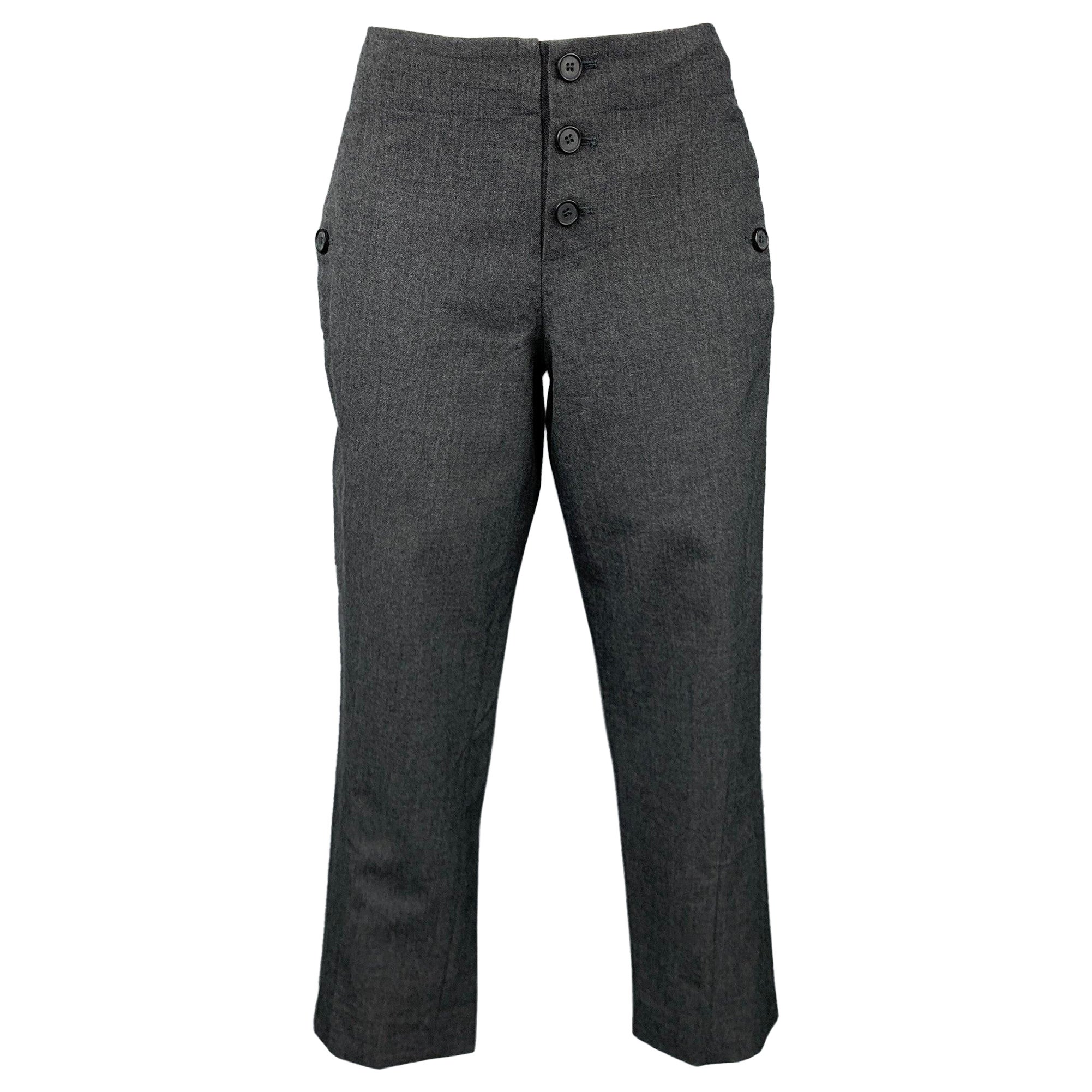 MARNI Size 2 Grey Virgin Wool Cropped Casual Pants For Sale