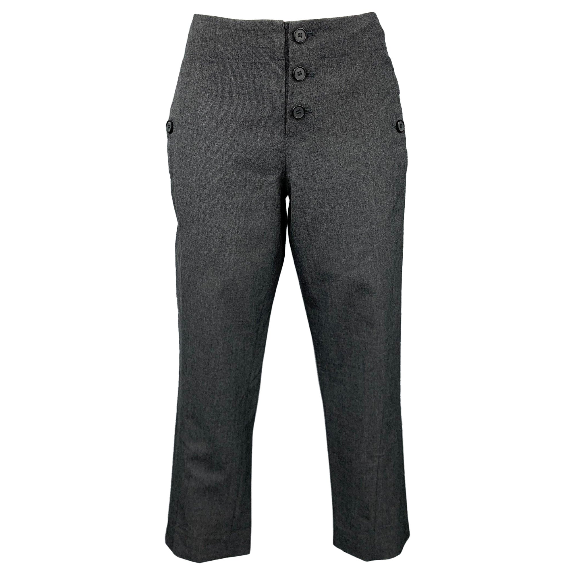 MARNI Size 2 Grey Virgin Wool Cropped Casual Pants