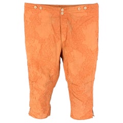 ANN DEMEULEMEESTER Size 33 Orange Embroidery Cotton Blend Casual Pants