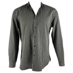 SAINT LAURENT Größe M Schwarz Grau gestreiftes langärmeliges Hemd aus Baumwolle mit Streifen