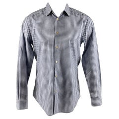 PAUL SMITH Size M Blue White Gingham Cotton Long Sleeve Shirt