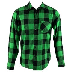 RAG & BONE Size S Green Black Checkered Cotton One Pocket Long Sleeve Shirt