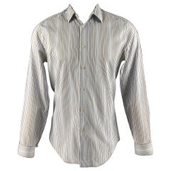 PAUL SMITH Size S White Blue Stripe Cotton Long Sleeve Shirt