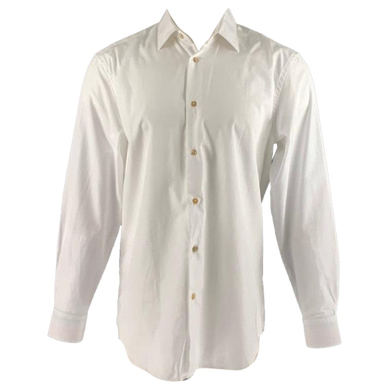 PAUL SMITH Size M White Cotton Blend Long Sleeve Shirt For Sale