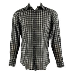 PAUL SMITH Size M Black White Plaid Cotton Long Sleeve Shirt