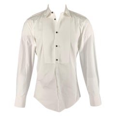 DSQUARED2 Größe S Weißes langärmeliges Smokinghemd aus Baumwolle