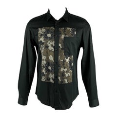 VERSACE COLLECTION Size M Black Brown Abstract Floral Long Sleeve Shirt