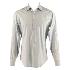 PRADA Size S Blue White Stripe Long Sleeve Shirt