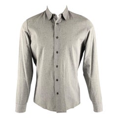 MAISON MARTIN MARGIELA Size S Grey Black Textured Cotton Long Sleeve Shirt