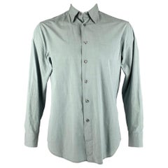 BRIONI Size L Blue Cotton Long Sleeve Shirt