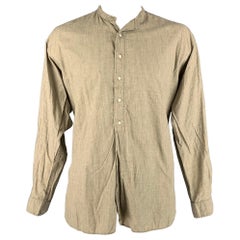 RRL by RALPH LAUREN Größe XL Beige gestreiftes langärmeliges Hemd aus Baumwolle mit Streifen