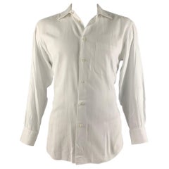 ERMENEGILDO ZEGNA Size L White Cotton Long Sleeve Shirt