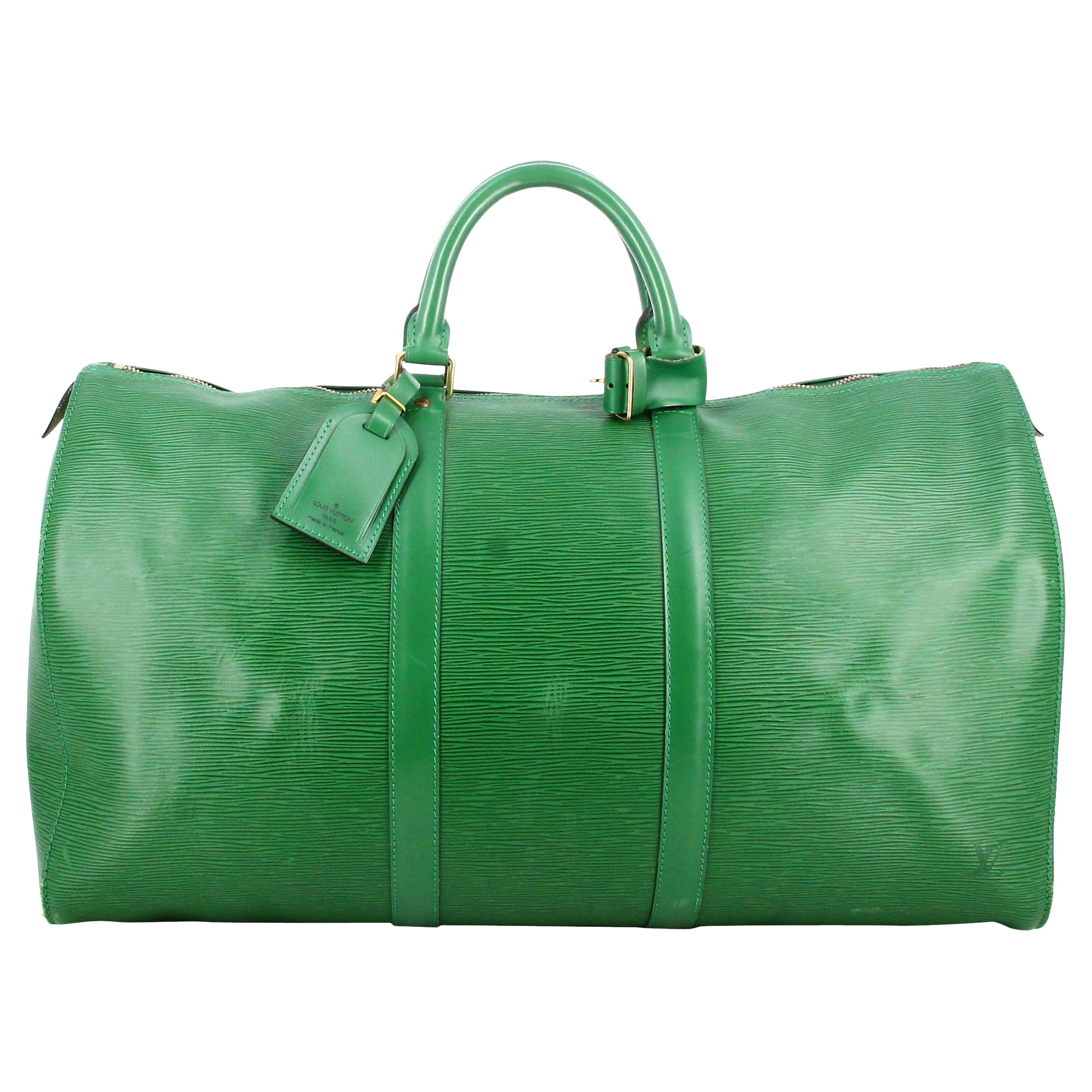 1995 Louis Vuitton Travel Bag Leather epi Green  For Sale